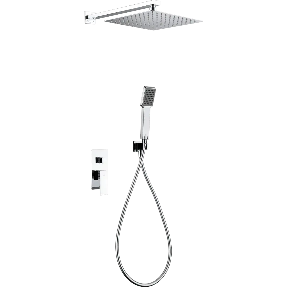 Chrome recessed single-lever shower set modern design monomando