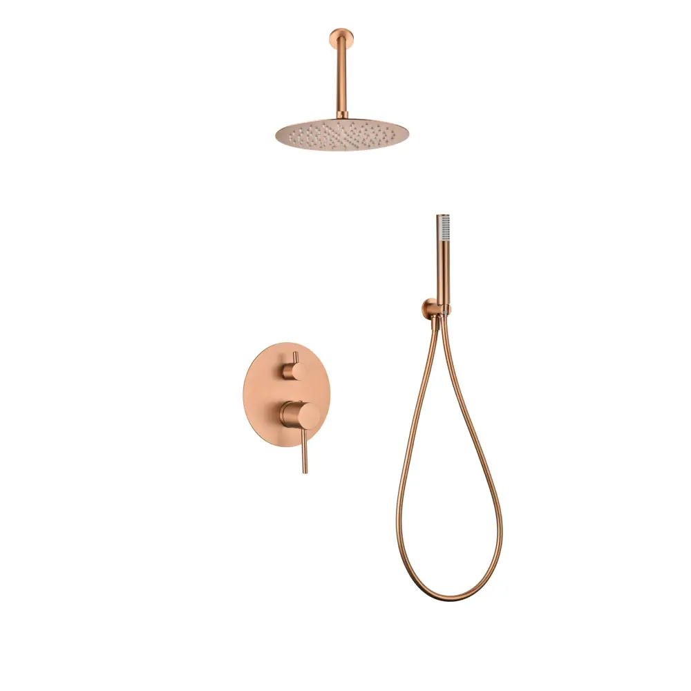 Conjunto Ducha Monomando Empotrado Tívoli Oro Rosa Cepillado