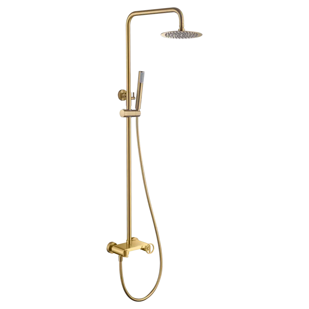 Brushed gold modern shower set with single handle monomando fixture