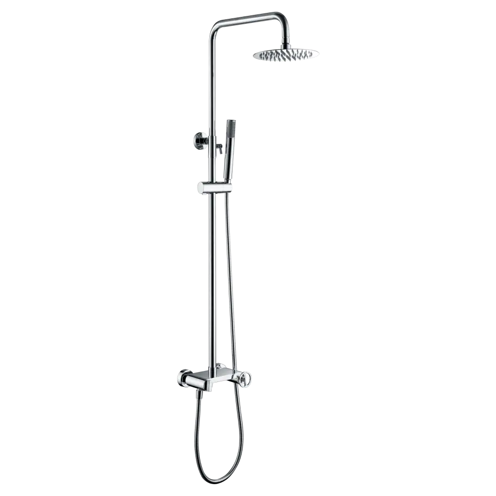 Chrome single handle shower set with modern minimalist design closeup