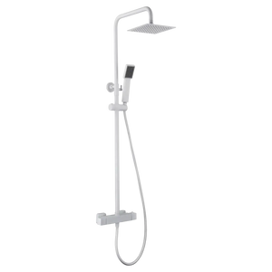 Matte White Thermostatic Shower Set with Rainfall Head, main product view