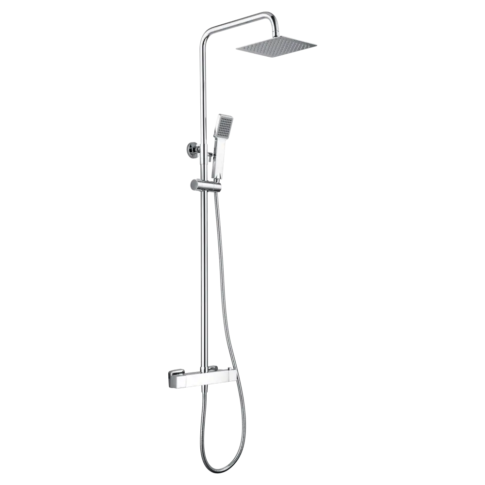 Chrome thermostatic shower set with modern design wall mounted