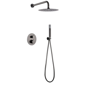 Monza Black Gun Metal Thermostatic Shower Set Built-In, main product view