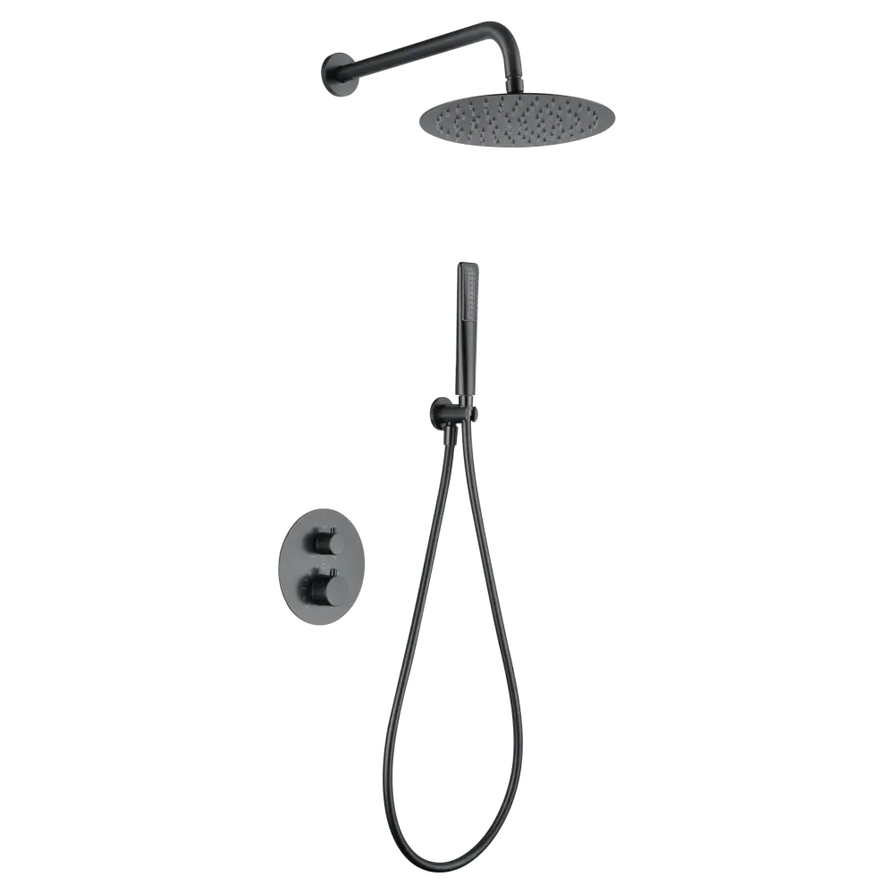 Conjunto Ducha Termostático Empotrado Nápoles Black Gun Metal