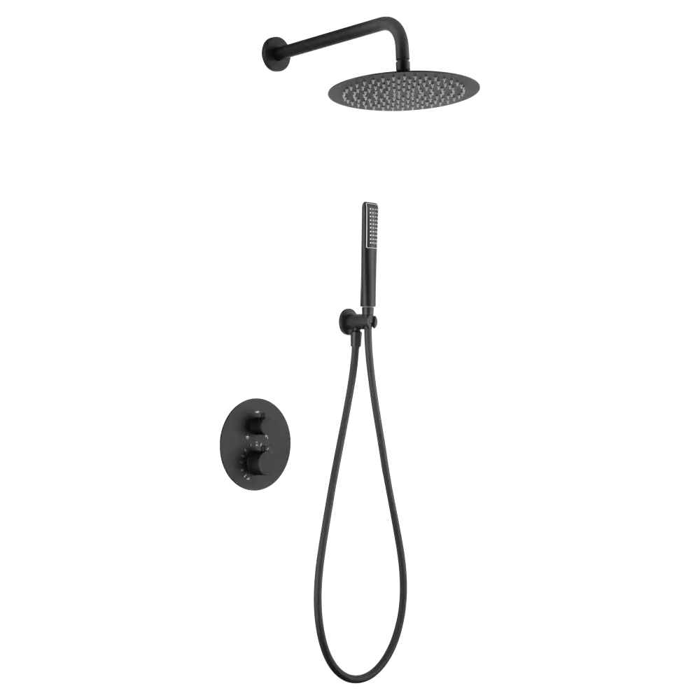 Conjunto Ducha Termostático Empotrado Nápoles Negro Mate
