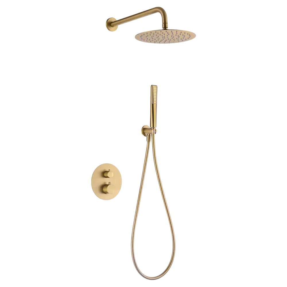 Conjunto Ducha Termostático Empotrado Nápoles Oro Cepillado