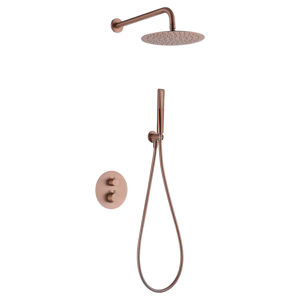 Conjunto Ducha Termostático Empotrado Nápoles Oro Rosa Cepillado