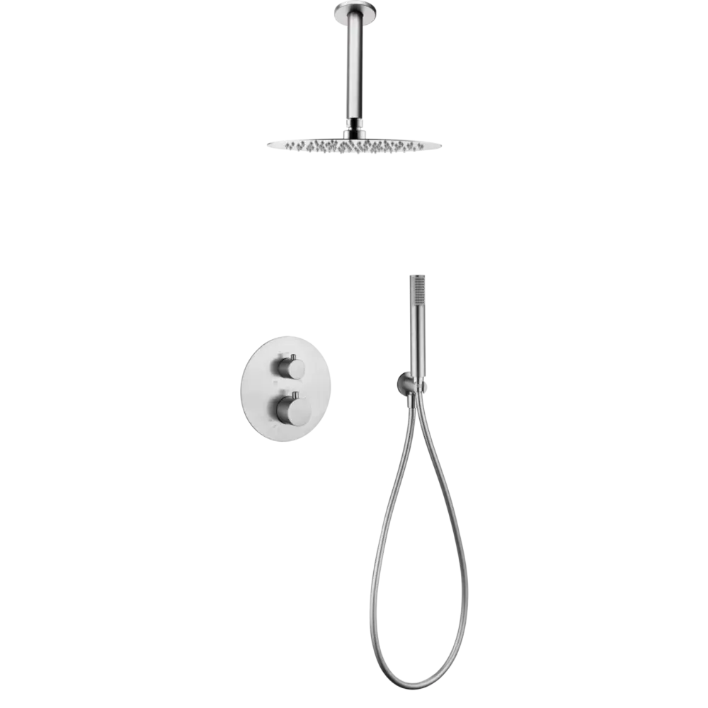 Brushed nickel built-in thermostatic shower set with luxury bathroom fixtures