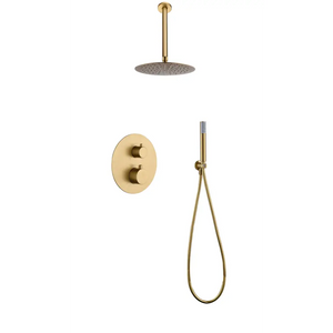 Brushed Gold Thermostatic Shower Set Built-In, main product view