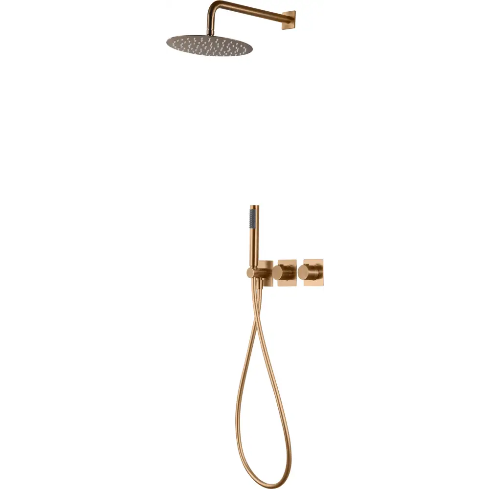 Conjunto Ducha Termostático Empotrado Tíbet Oro Rosa Cepilla