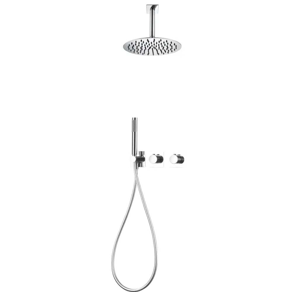 Chrome thermostatic built-in shower set with sleek modern design and fixtures