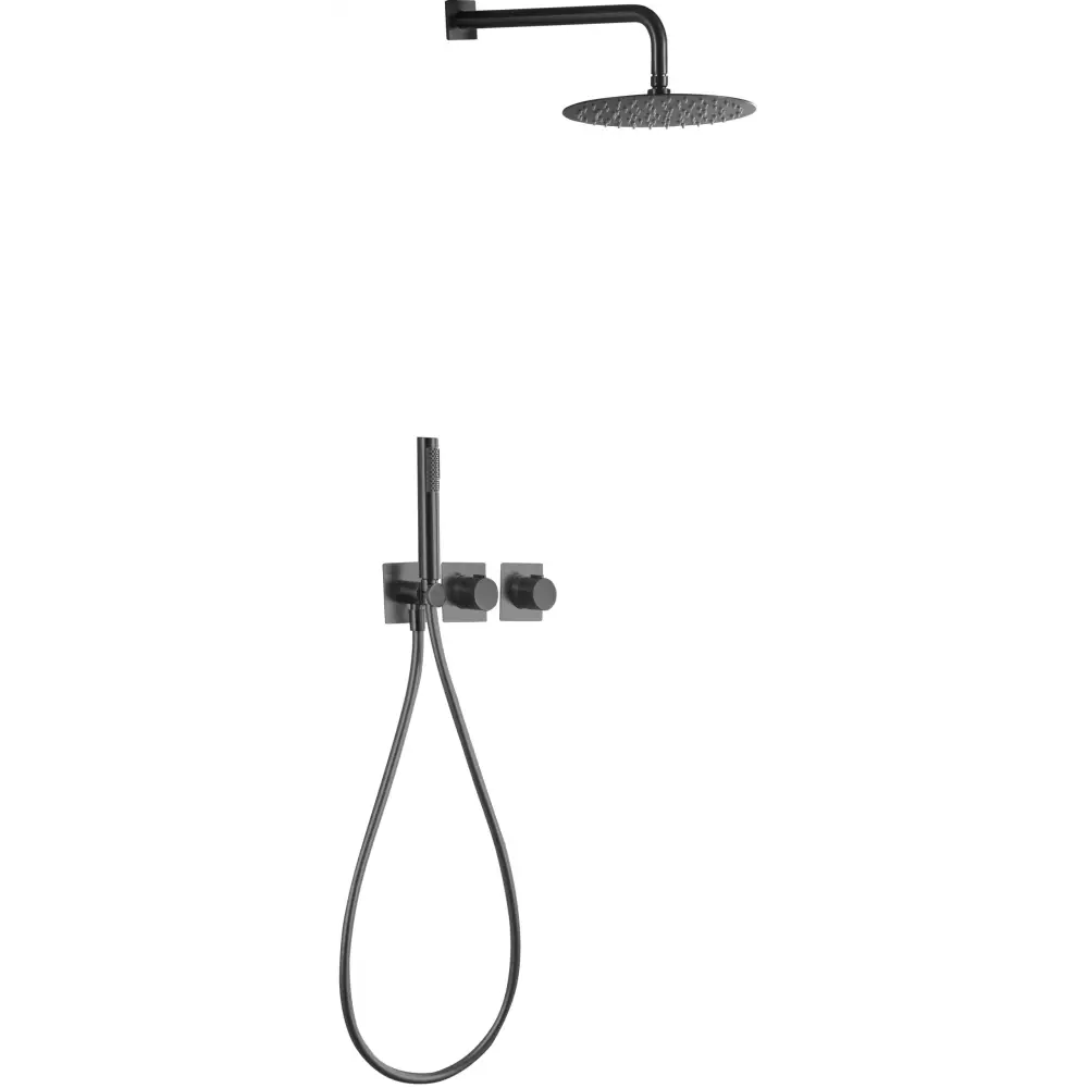 Conjunto Ducha Termostático Empotrado Tíbet Black Gun Metal