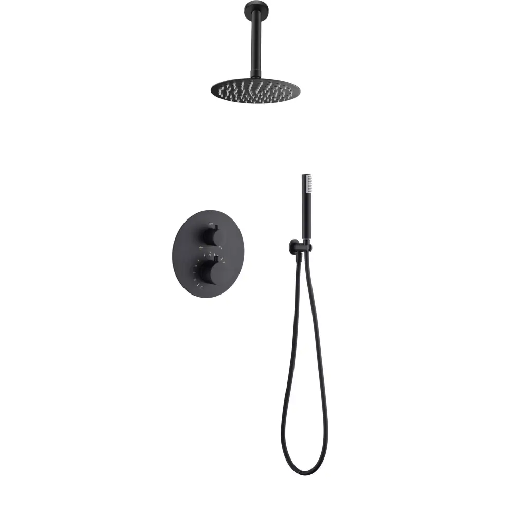Conjunto Ducha Termostatico Empotrado Tívoli Negro Mate
