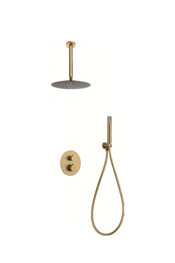 Brushed Gold Thermostatic Shower Set Built-in Design, view 2
