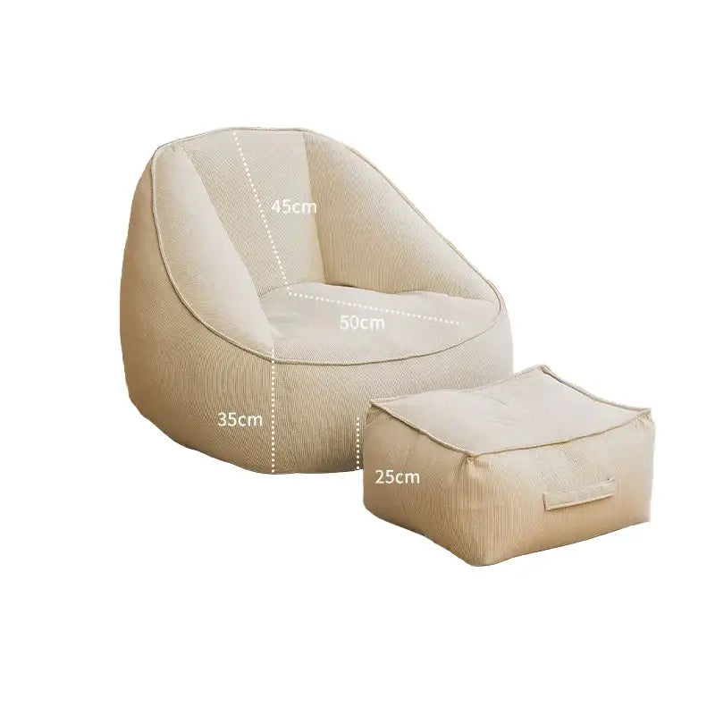 Corduroy Single Lightweight Ottoman Bean Bag Chair - White - Chair