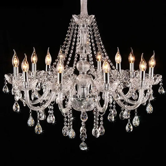 Crystal K9 Modern Chandelier Lamp - 6 Arm Lights / Transparent Silver / without Bulbs - Chandelier