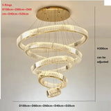 Crystal Ring Large Chandelier Pendant Lamp - D100D80D60D40D20 / Cold White / Gold body - Chandelier
