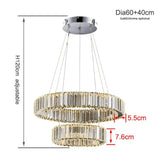 Crystal Ring Large Chandelier Pendant Lamp - D60 D40 2 Rings / Cold White / Gold body - Chandelier