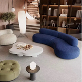 Curved Armless Vacuum Compressed Sectional Sofa - Blue - Compressed Sofa