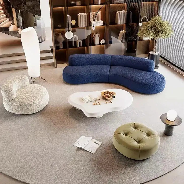 Curved Armless Vacuum Compressed Sectional Sofa - Blue - Compressed Sofa