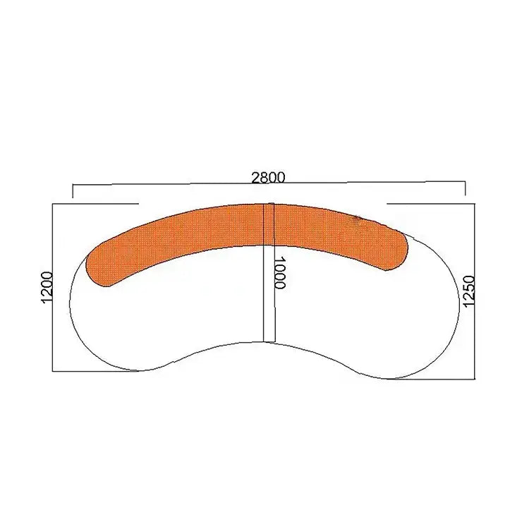 Curved Armless Vacuum Compressed Sectional Sofa - Blue - Compressed Sofa