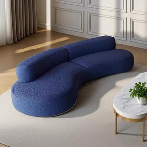 Curved Armless Vacuum Compressed Sectional Sofa - Blue - Compressed Sofa