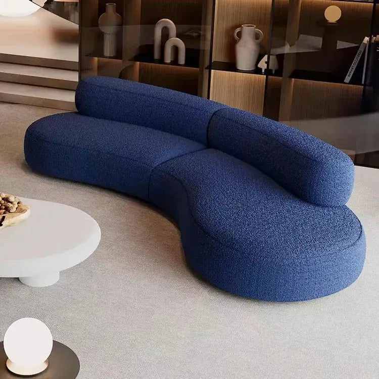 Curved Armless Vacuum Compressed Sectional Sofa - Blue - Compressed Sofa