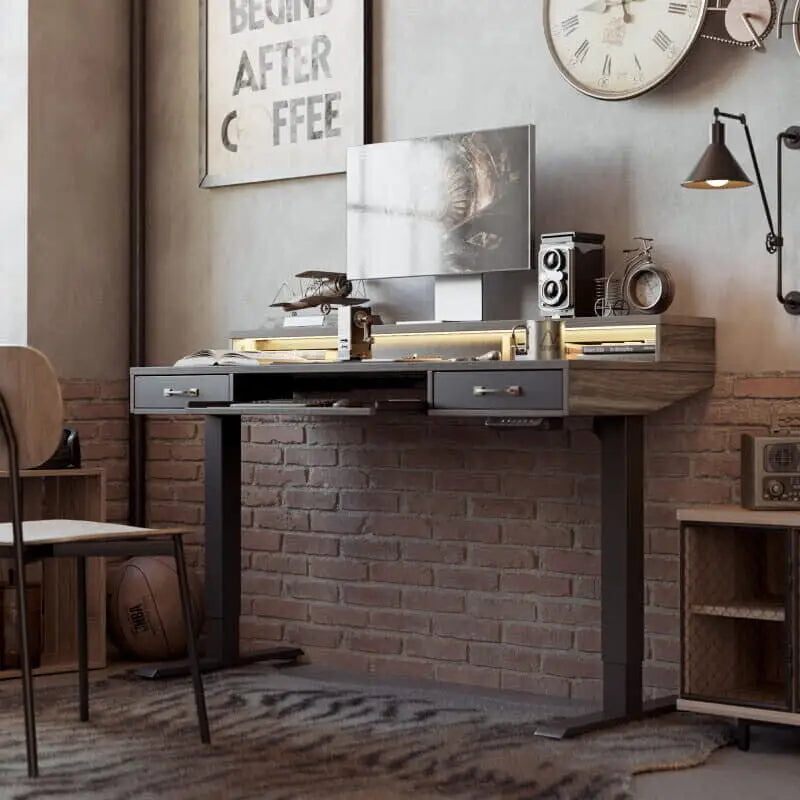 Brooklyn A led electric Standing Desk With Drawers - Desk > Standing Desk
