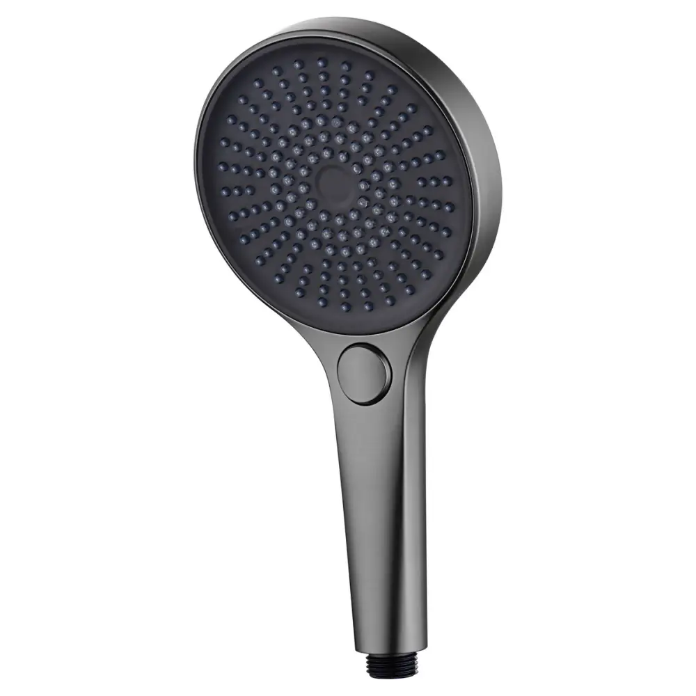 Gun metal modern minimalist shower handle in black finish closeup