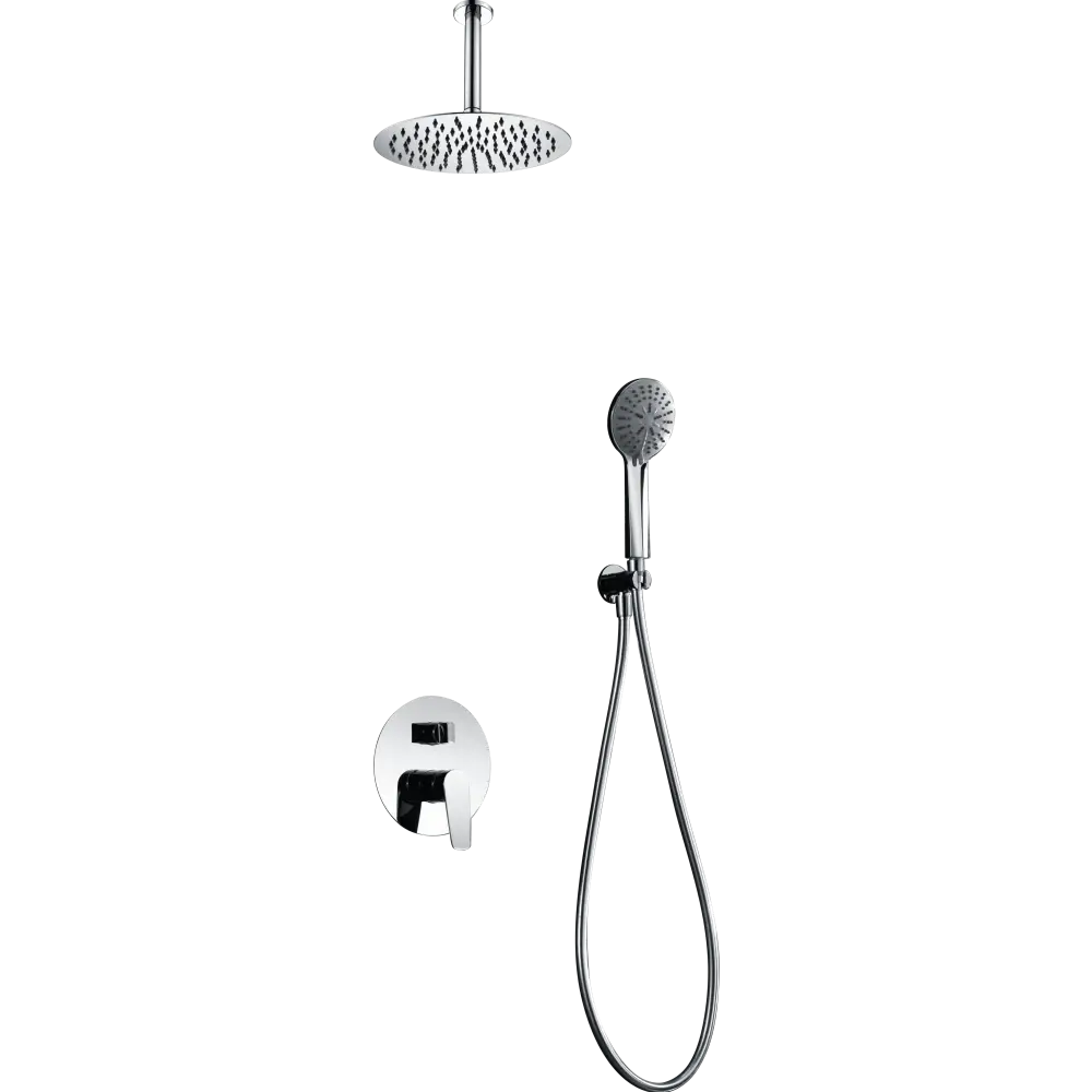 Chrome single handle built-in shower set with modern design and finish