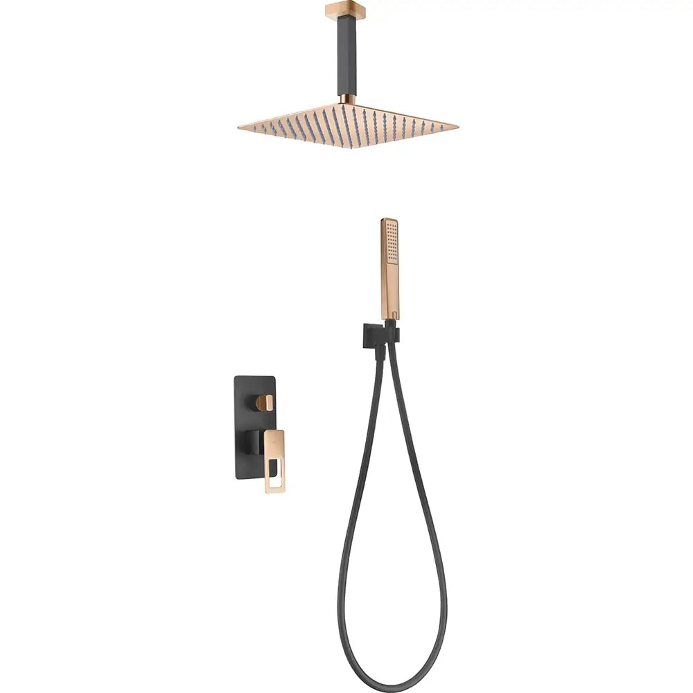Stockholm black and rose gold single-lever built-in shower set fixture
