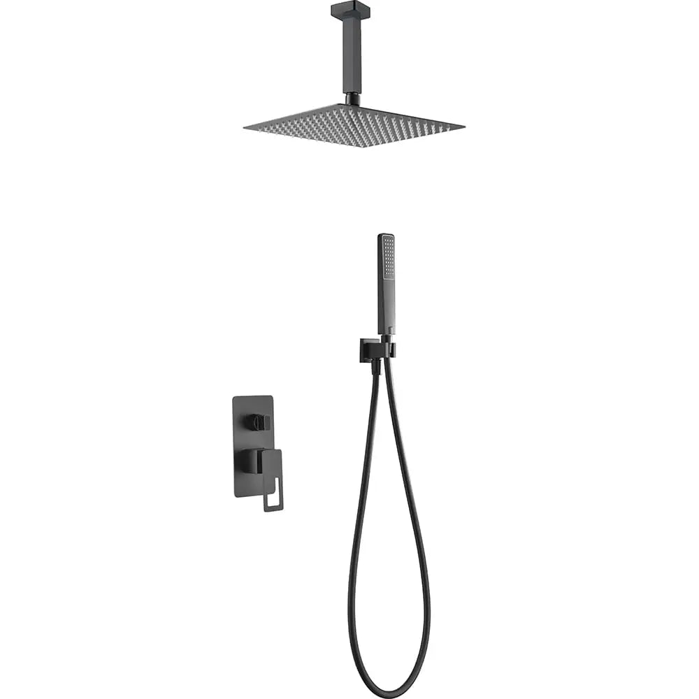 Matte black single handle built-in shower set modern bathroom fixture
