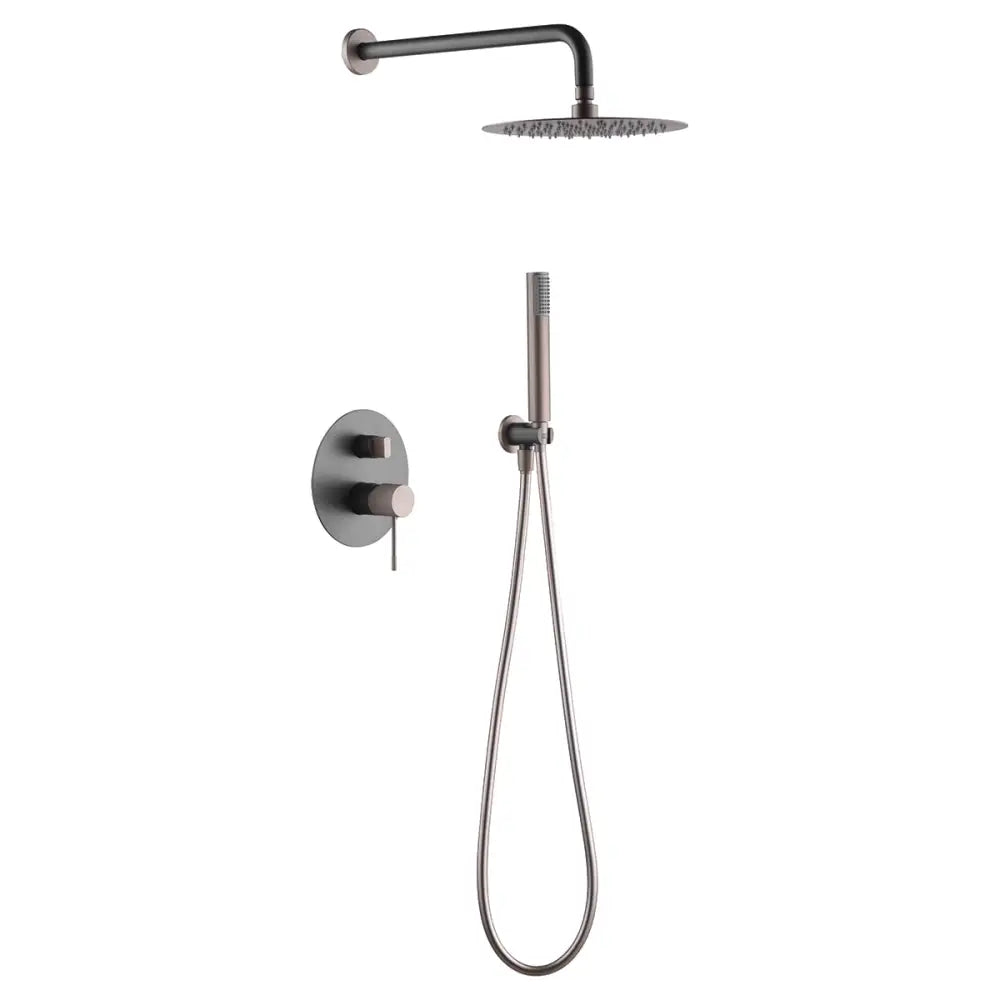 Gray champagne single-lever built-in shower set with modern monomando design
