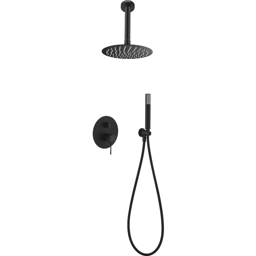 Matte black single handle built-in shower set with modern minimalist design