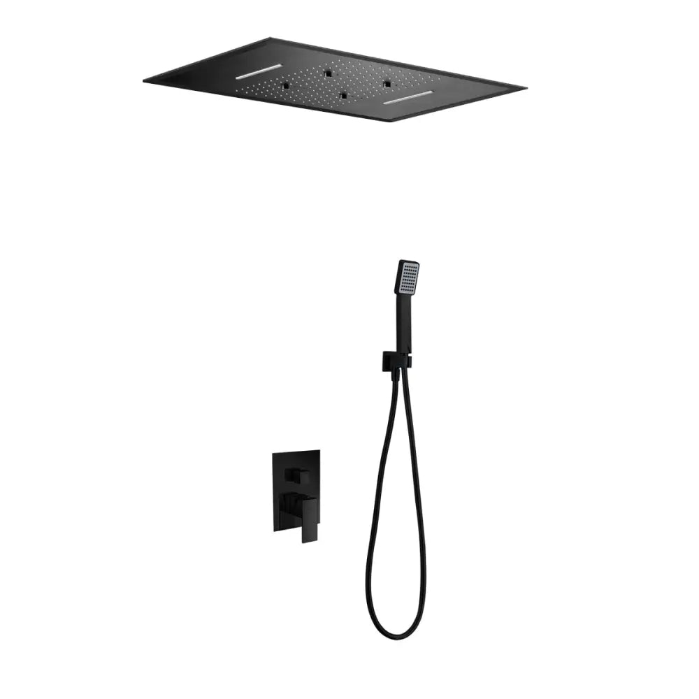 Matte black single-lever built-in shower set with modern design fixture