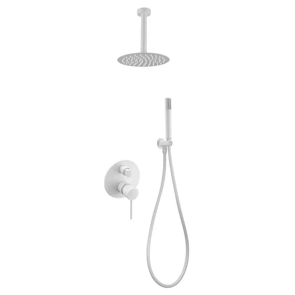 Matte white modern single lever built-in shower set sleek design
