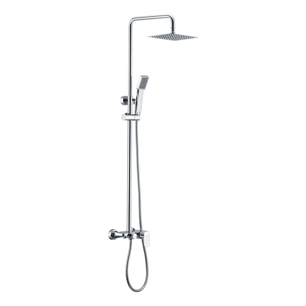 Chrome single lever shower set Liverpool modern design on white background