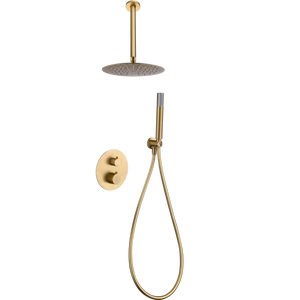 Gold Thermostatic Shower Set Built-in Recessed Design, main product view
