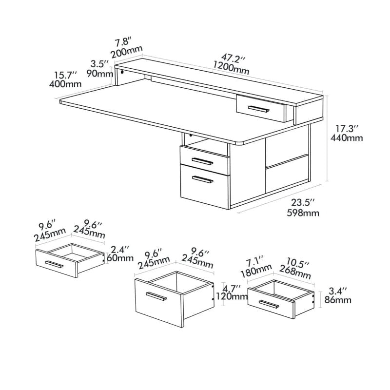 Multifunctional Drawers Troy Standing Desk