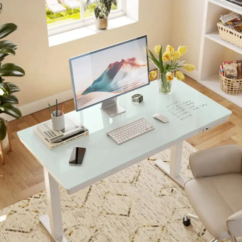 Elitras Tempered Writable Glass Standing Desk - Standing Desk