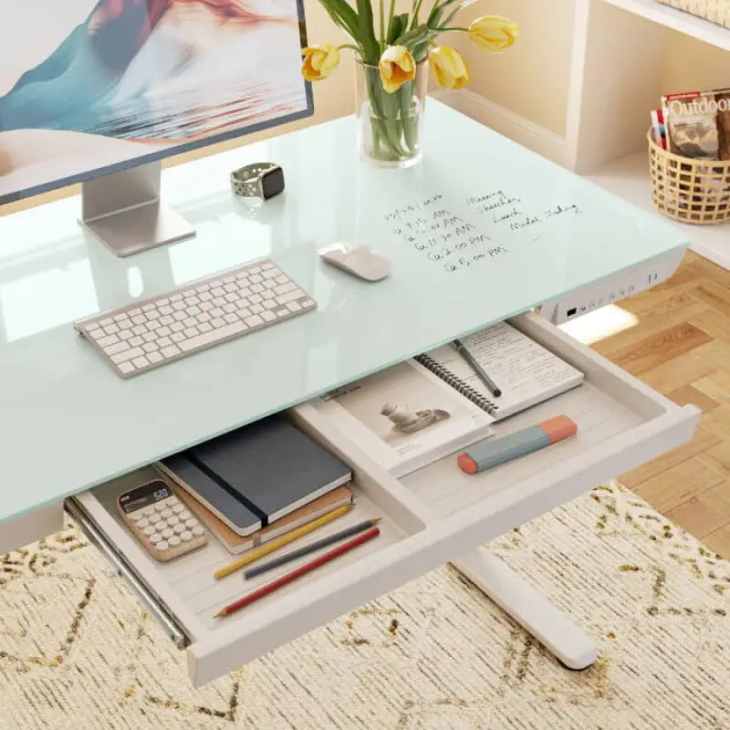 Elitras Tempered Writable Glass Standing Desk - Standing Desk