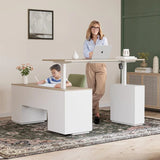 Executive Standing L-Shaped Desk with 3-Drawer File Cabinet