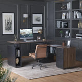 Executive Standing L-Shaped Desk with 3-Drawer File Cabinet