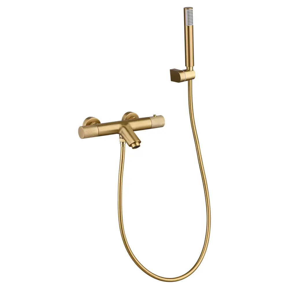 Faucet Bath/Shower Thermostatic Line Brushed Gold | IMEX - Shower Set