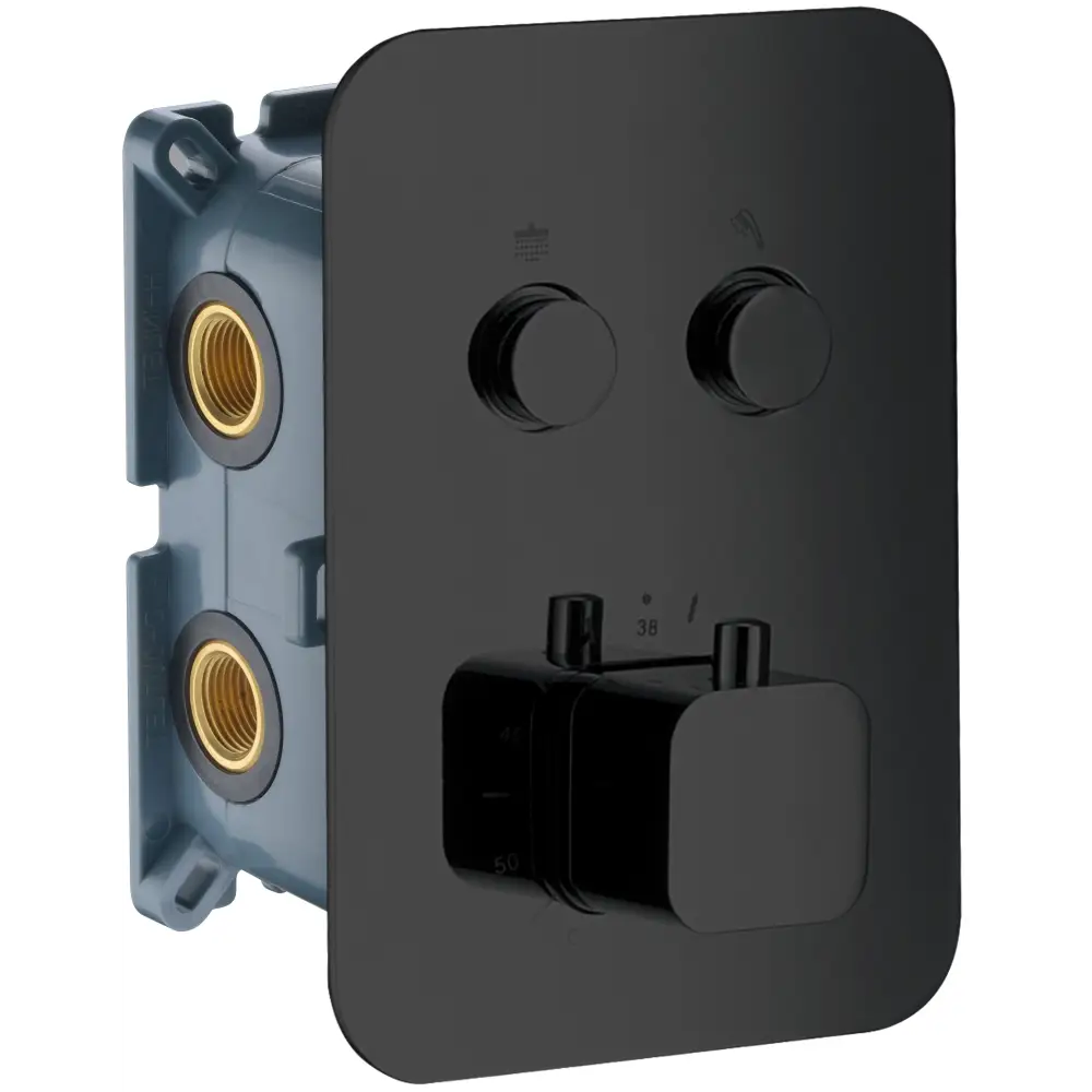 Grifo Empotrado Termostático 2 Vías Negro Mate