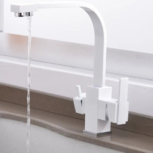 Filter Kitchen Single Hole Hot and Cold Faucet - White - Faucets