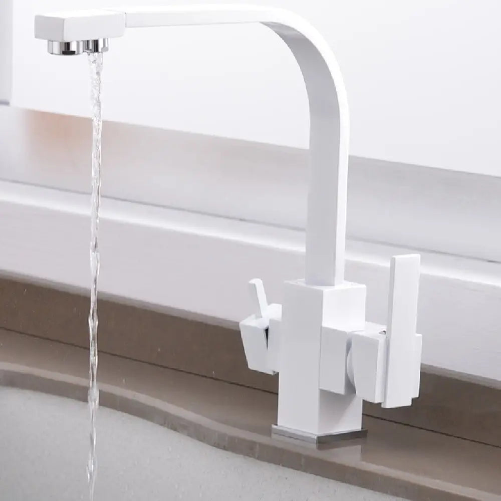 Filter Kitchen Single Hole Hot and Cold Faucet - White - Faucets