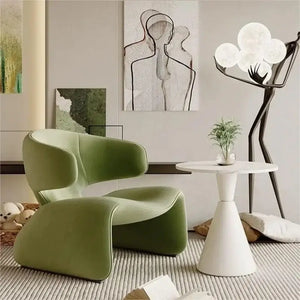 Flannel Curved Single Leisure Rest Chair - Green / One Seat - Chair