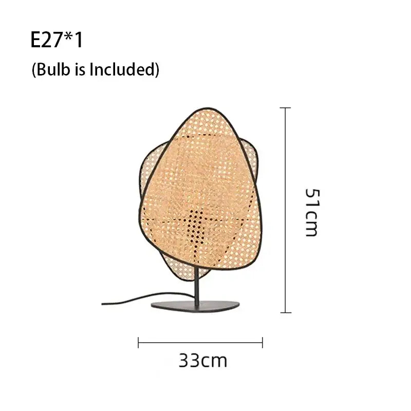 Flower Rattan LED Floor Stand Light Lamp - Table Lamp - 33 x H 51cm / Black Frame / Dimmable - Lamp