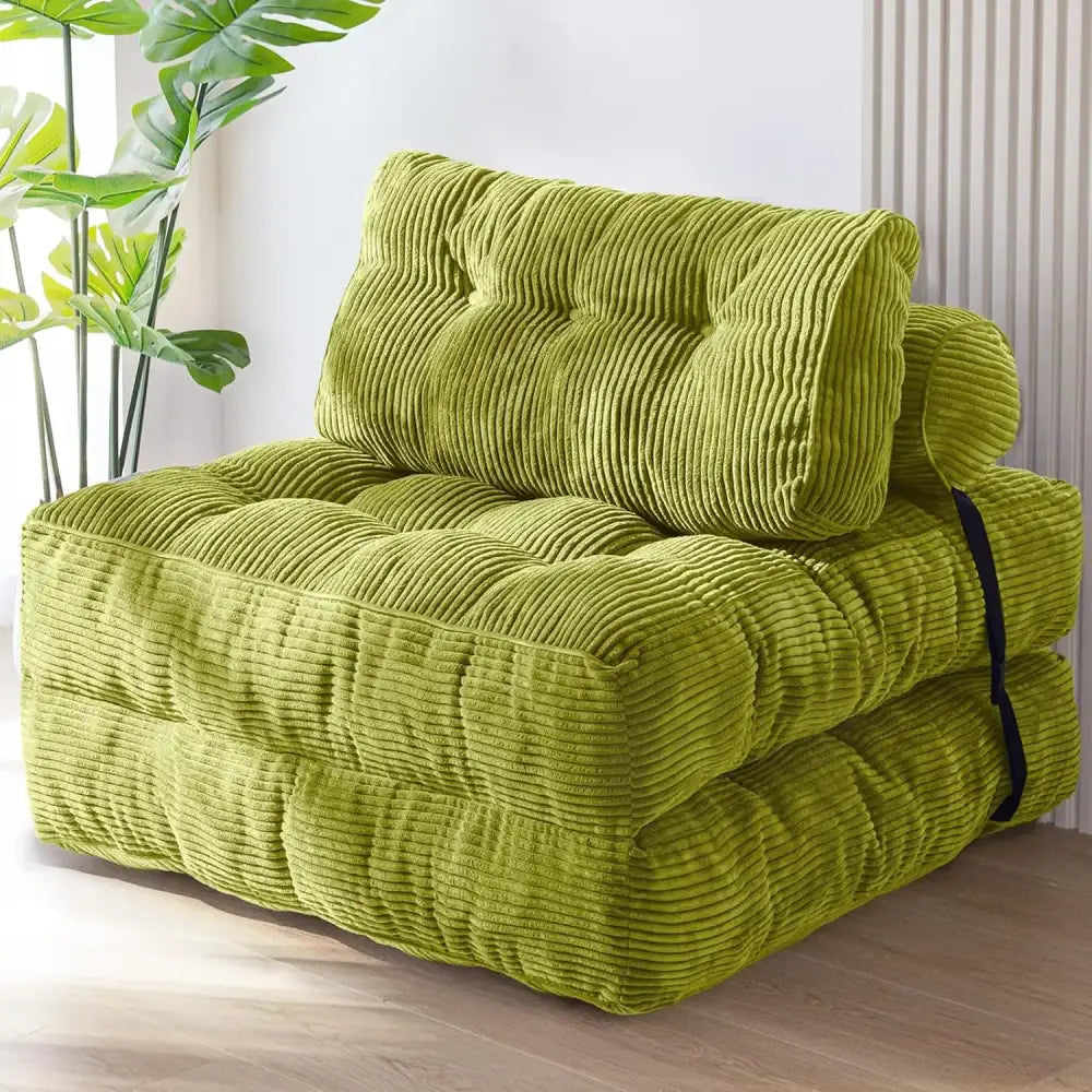 Fold Out Convertible Sleeper Chair Pillow Sofa Bed - Green - Chair